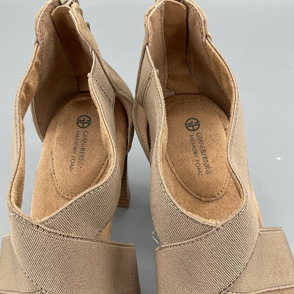 NEW Giani Bernini Women’s Averiel Leather Open Toe Pumps Beige Size 9.5M - Picture 6 of 12